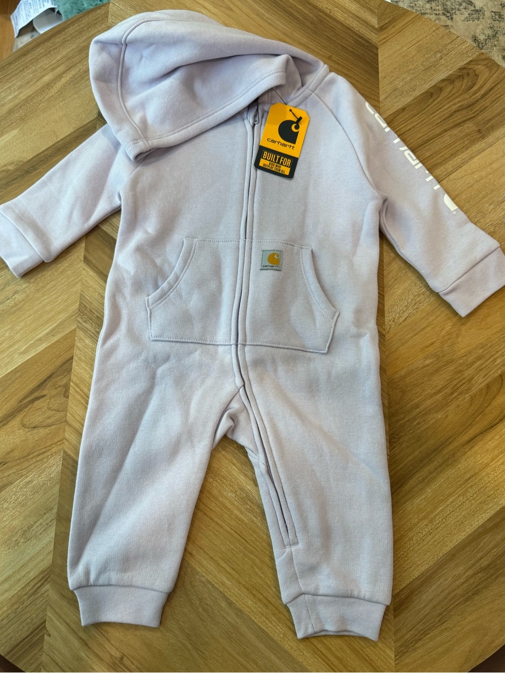 Carhartt Lilac purple Hooded Zip-Front One-Piece Footie for Kids
